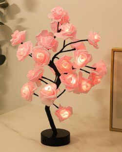 24 LED Rose Flower Tree Table Lamp (Pink)