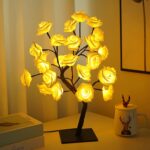 24 LED Rose Flower Tree Table Lamp ( Pink & White )