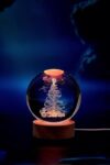 3D Galaxy Crystal Ball Christmas Tree Night Light With Wooden Base