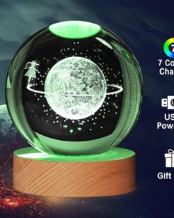 3D Galaxy Crystal Ball Night Light With Wooden Base (SkyWalk)