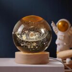 3D Galaxy Crystal Ball Night Light With Wooden Base ( Solar System )