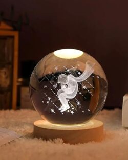 3D Galaxy Crystal Ball Night Light With Wooden Base (Star Prince)