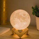 3D LED Moon Lamp With Wooden Base & Touch Control ( 10 cm )