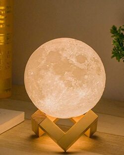3D LED Moon Lamp With Wooden Base & Touch Control ( 10 cm )