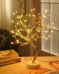 72 LED, 24 Golden Leaf Bonsai Tree Table Lamp - 20 inch