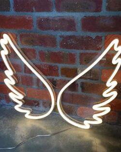 Angel Wing Shaped Neon Wall Light - White