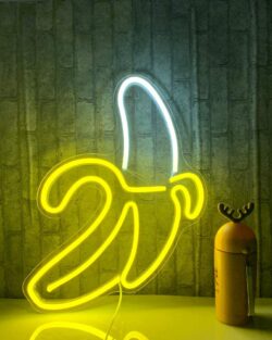 Banana Shaped Neon Wall Light (White & Yellow)