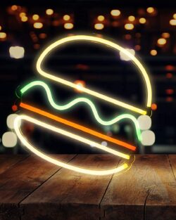 Burger Neon Signs Hanging LED Night Light (Multicolor)