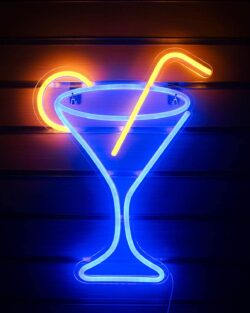 Cocktail Glass Shaped Neon Wall Light - ( Blue & Orange )