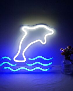 Dolphin Shaped Neon Wall Light (White )