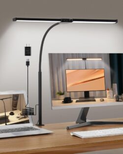 Double Head LED Desk Clamp Lamp Light- With Adjustable Arms