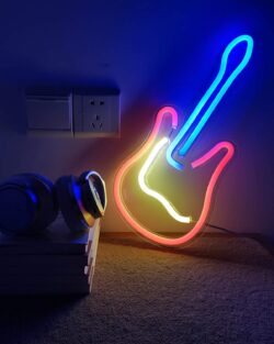 "Guitar" Shaped Neon Wall Light - Multicolor