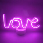Neon Light Love Sign Pink Color with Holder Base (Pack of 1)
