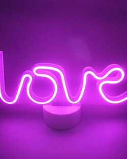 Neon Light Love Sign Pink Color with Holder Base (Pack of 1)