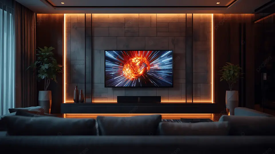 pngtree modern home theater with ambient lighting system installed image 20919915