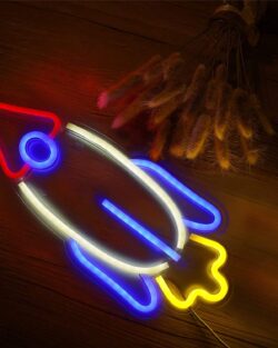 Rocket Shaped Neon Wall Light - ( Multicolor )