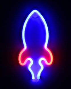 Rocket Sign LED Neon Wall Light ( Blue & Red )
