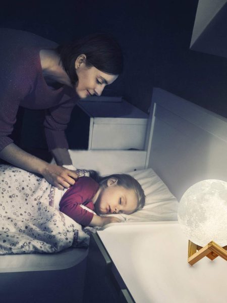 16 Color Changing 3D LED Moon Lamp With Wooden Stand & Remote ( 15 cm )