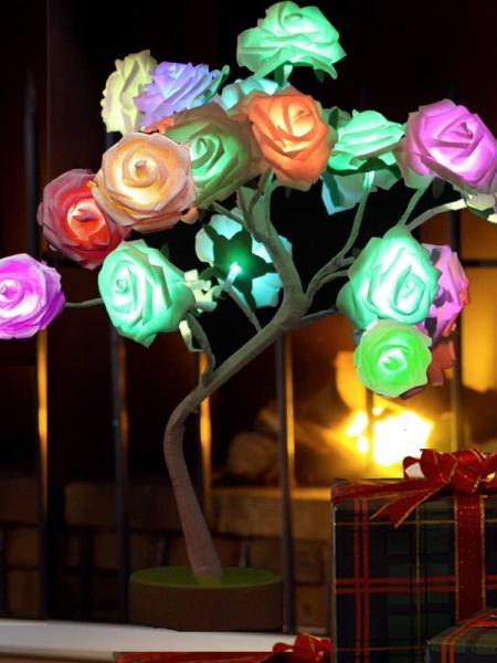24 LED Rose Flower Tree Table Lamp ( Multicolor )