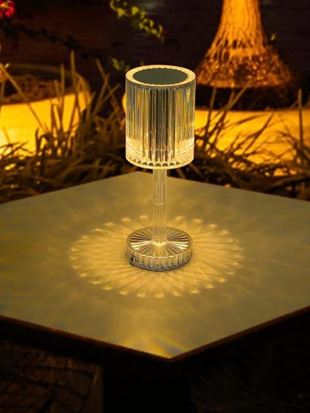 3 Color Changing Crystal Table Lamp With Touch Control (9.5 inch )
