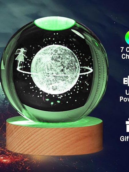 3D Galaxy Crystal Ball Night Light With Wooden Base (SkyWalk)
