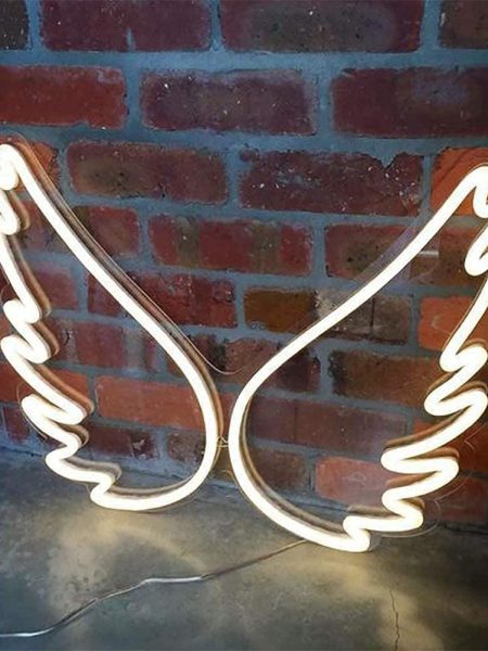 Angel Wing Shaped Neon Wall Light - White