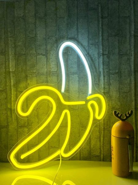 Banana Shaped Neon Wall Light (White & Yellow)