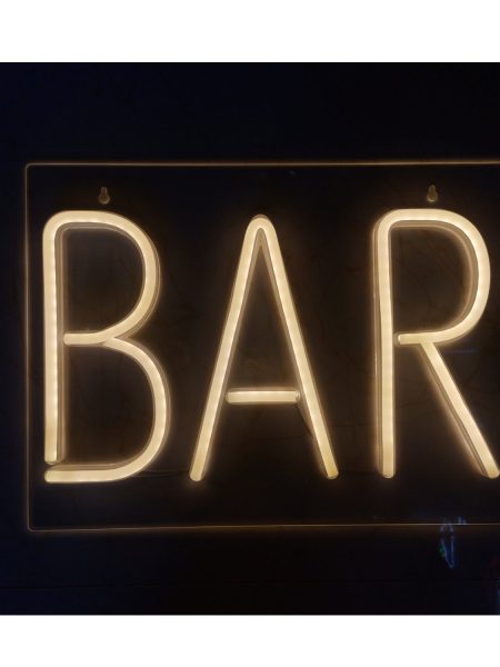 Bar Text Shaped Neon Wall Light - White