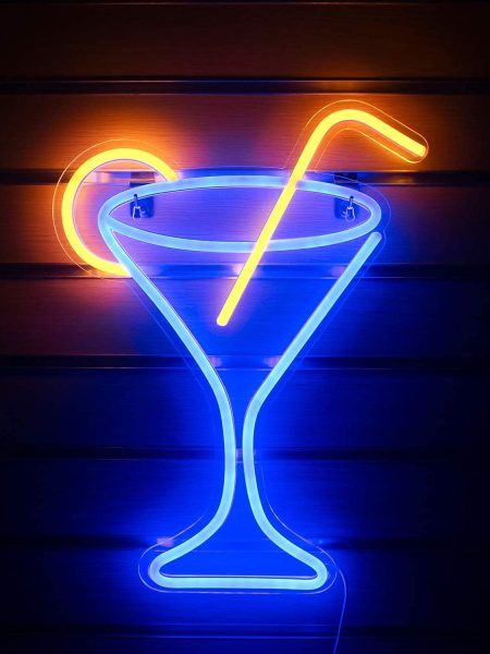Cocktail Glass Shaped Neon Wall Light - ( Blue & Orange )