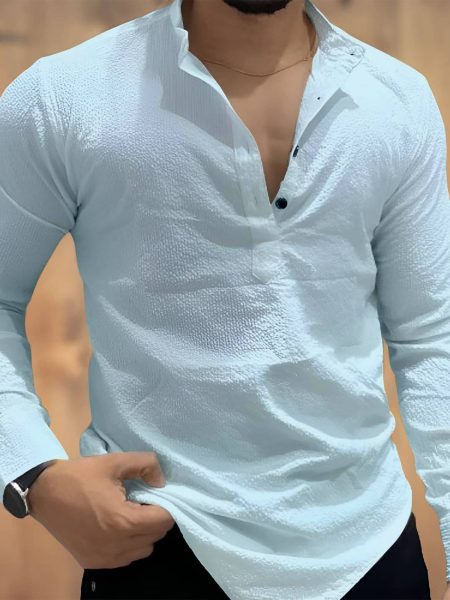 COMBRAIDED Cotton Blend Regular Fit Solids Full Sleeves Men's Casual Shirt - Aqua Blue ( Pack of 1 )