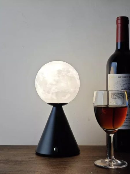 Creative Cone Table Moon Lamp- Black