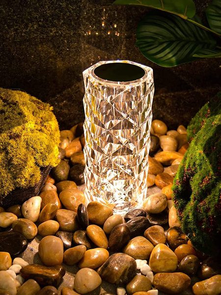 Crystal Table Lamp 3 Color Changing With Touch Control (White)