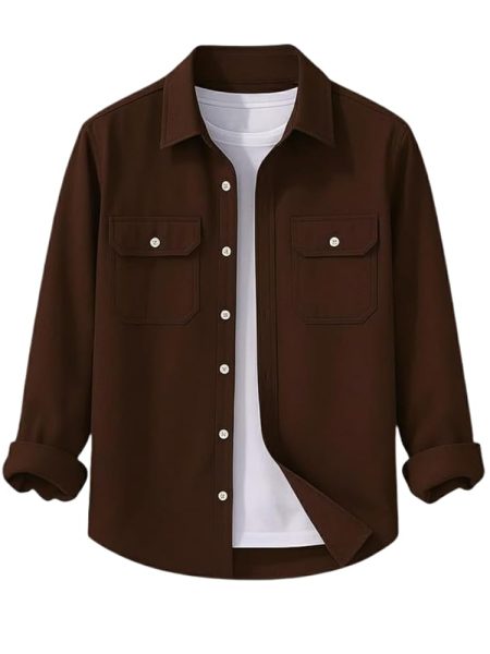 DEELMO Men’s Stylish Cotton Blend Casual Shirt || Full Sleeve Button-Down Shirt with Dual Flap Pockets || Comfortable Breathable Fabric || Perfect for Casual Office and Outing Wear