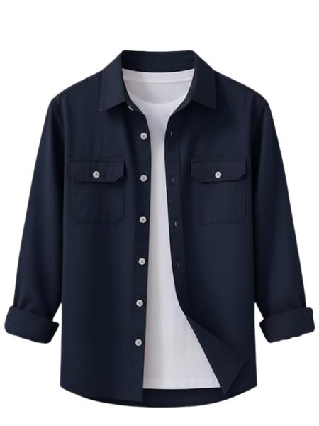 DEELMO Men’s Stylish Cotton Blend Casual Shirt || Full Sleeve Button-Down Shirt with Dual Flap Pockets || Comfortable Breathable Fabric || Perfect for Casual Office and Outing Wear