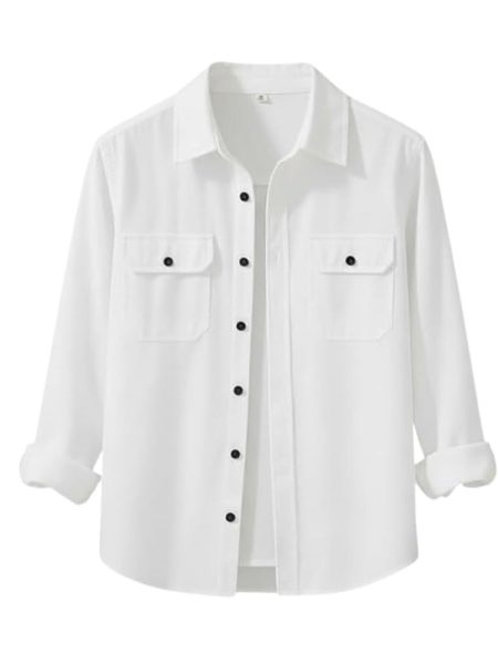 DEELMO Men’s Stylish Cotton Blend Casual Shirt || Full Sleeve Button-Down Shirt with Dual Flap Pockets || Comfortable Breathable Fabric || Perfect for Casual Office and Outing Wear