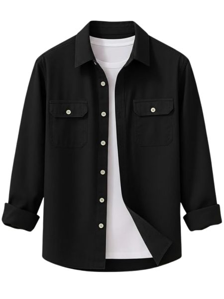 DEELMO Men’s Stylish Cotton Blend Casual Shirt || Full Sleeve Button-Down Shirt with Dual Flap Pockets || Comfortable Breathable Fabric || Perfect for Casual Office and Outing Wear