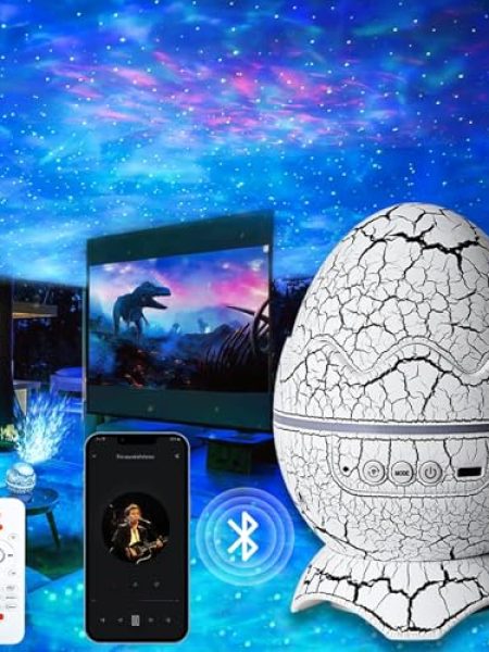 Dinosaur Egg Shape Galaxy Star Projector Night Light - White