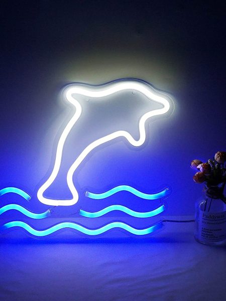 Dolphin Shaped Neon Wall Light (White )