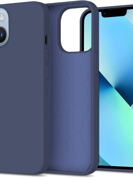 Elzzi® Compatible with iPhone 14 Case, Liquid Silicone Case, Full Body Protective Cover, Shockproof, Slim Phone Case, Anti-Scratch Soft Microfiber Lining, 6.1 inch (Blue)