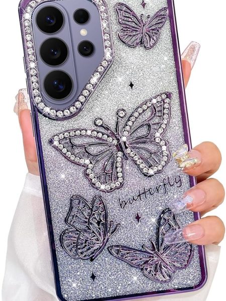 Elzzi Electroplated Butterfly Phone Cover for Samsung S26 Ultra Case, Showcasing Pearlescent Diamond Soft TPU, Camera Protection, Shockproof, Dropresistant Stylish for Girls &...