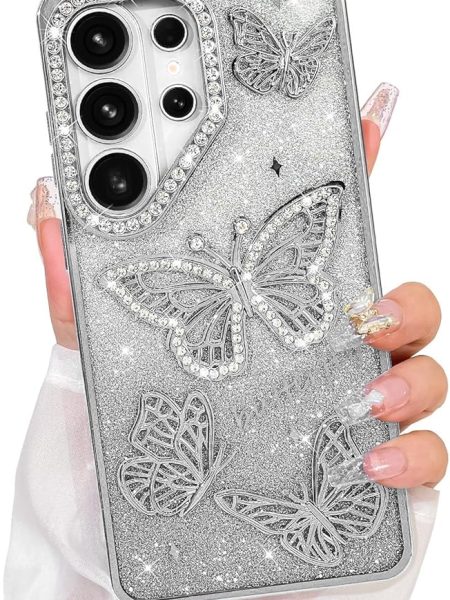 Elzzi Electroplated Butterfly Phone Cover for Samsung S26 Ultra Case, Showcasing Pearlescent Diamond Soft TPU, Camera Protection, Shockproof, Dropresistant Stylish for Girls &...