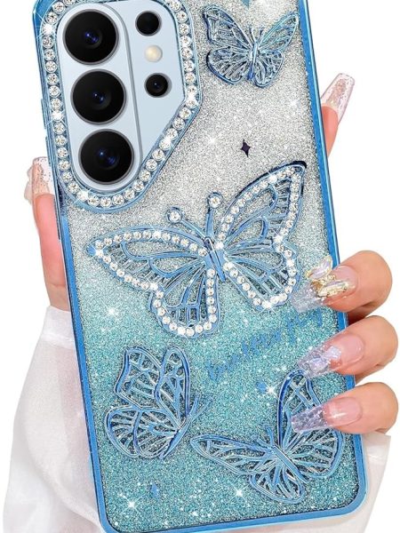 Elzzi Electroplated Butterfly Phone Cover for Samsung S26 Ultra Case, Showcasing Pearlescent Diamond Soft TPU, Camera Protection, Shockproof, Dropresistant Stylish for Girls &...