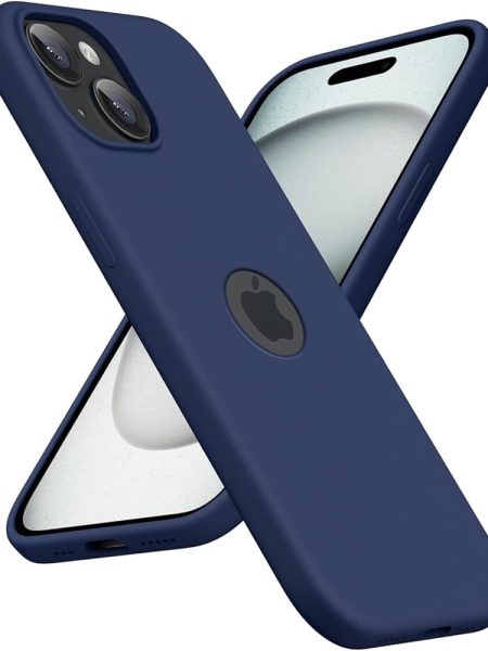 Elzzi Microfiber Logo Cut Cover Compatible for iPhone 15 Case Liquid Silicone Case Non-Slip Full Body 4 Layer Protective Covers Shockproof Back Cover with High Raised Camera...