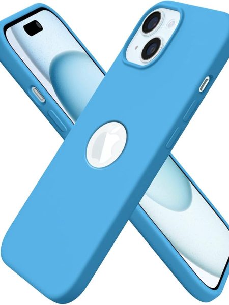 Elzzi Microfiber Logo Cut Cover Compatible for iPhone 15 Case Liquid Silicone Cases Non-Slip Full Body 4 Layer Protective Covers Shockproof Back Cover with High Raised Camera...