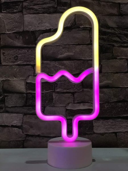 Icecream Shaped Neon Light (Warm White & Pink )