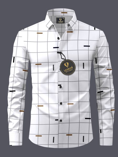 LAXBON 100% Cotton Regular Fit Checks Full Sleeves Men's Casual Shirt - White ( Pack of 1 )