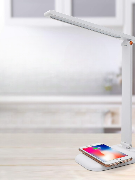 LED Desk Lamp With Wireless Charger & Touch Control - (White)