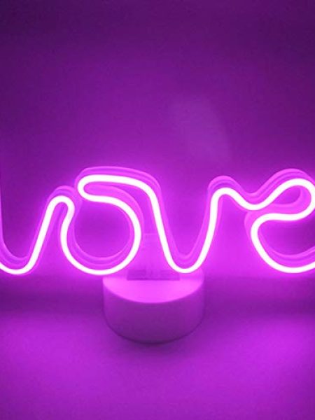 Neon Light Love Sign Pink Color with Holder Base (Pack of 1)