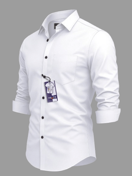 Nexra Creation Cotton Blend Regular Fit Solids Full Sleeves Men's Casual Shirt - White ( Pack of 1 )