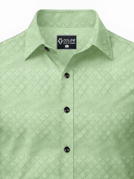 OQUENT Poly Cotton Regular Fit Solids Full Sleeves Men's Casual Shirt - Mint Green ( Pack of 1 )